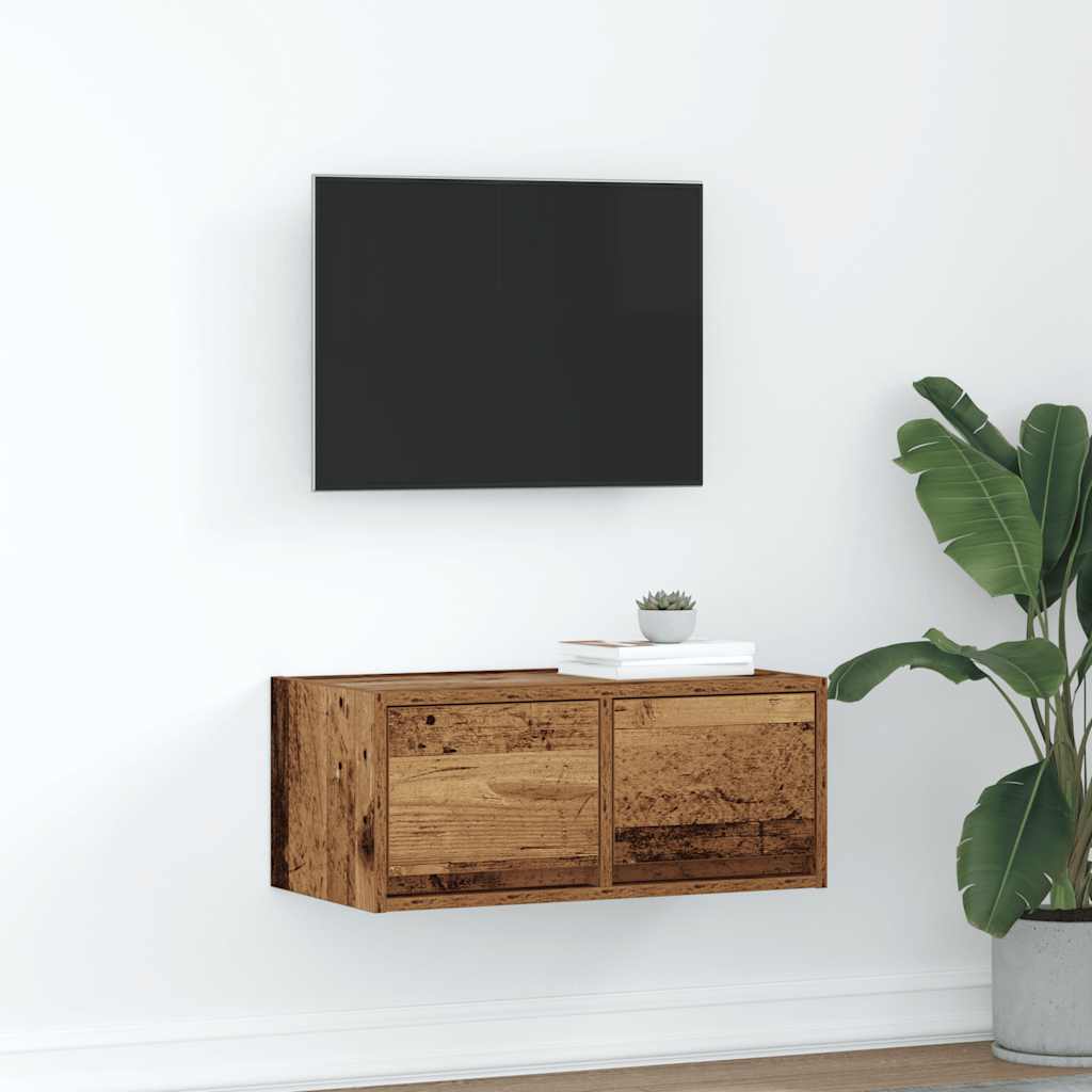 Meuble TV vieux bois 60x31x25,5 cm bois d'ingénierie - XIOS