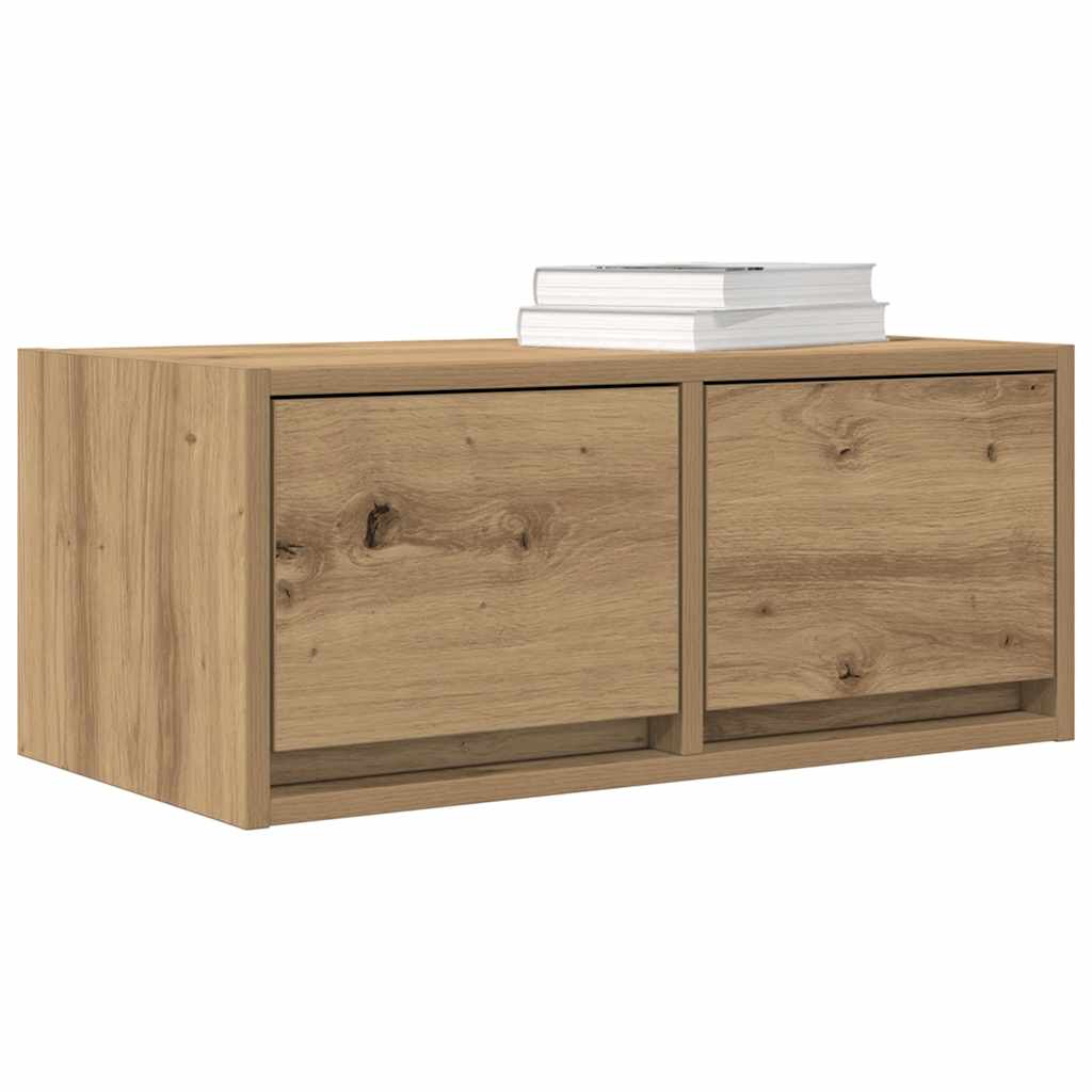 Meuble TV chêne artisanal 60x31x25,5 cm bois d'ingénierie - XIOS
