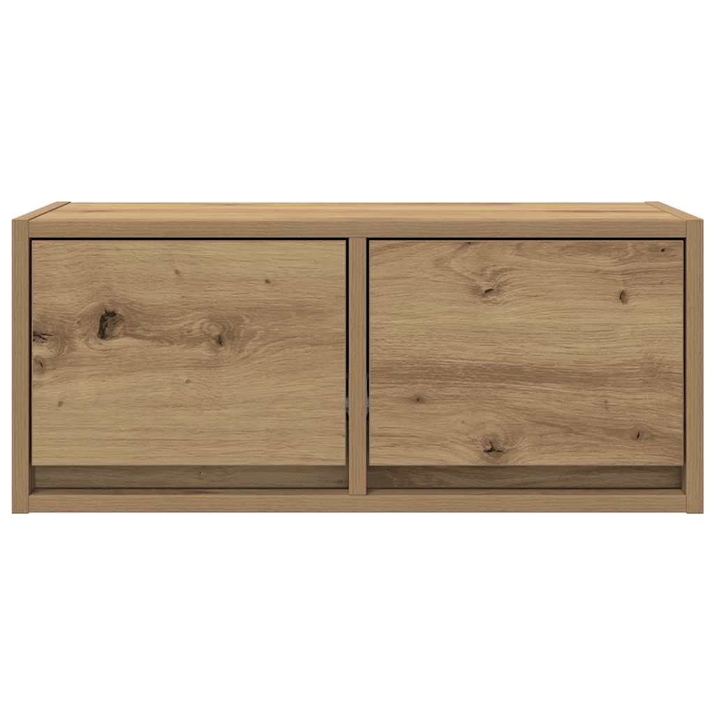 Meuble TV chêne artisanal 60x31x25,5 cm bois d'ingénierie - XIOS