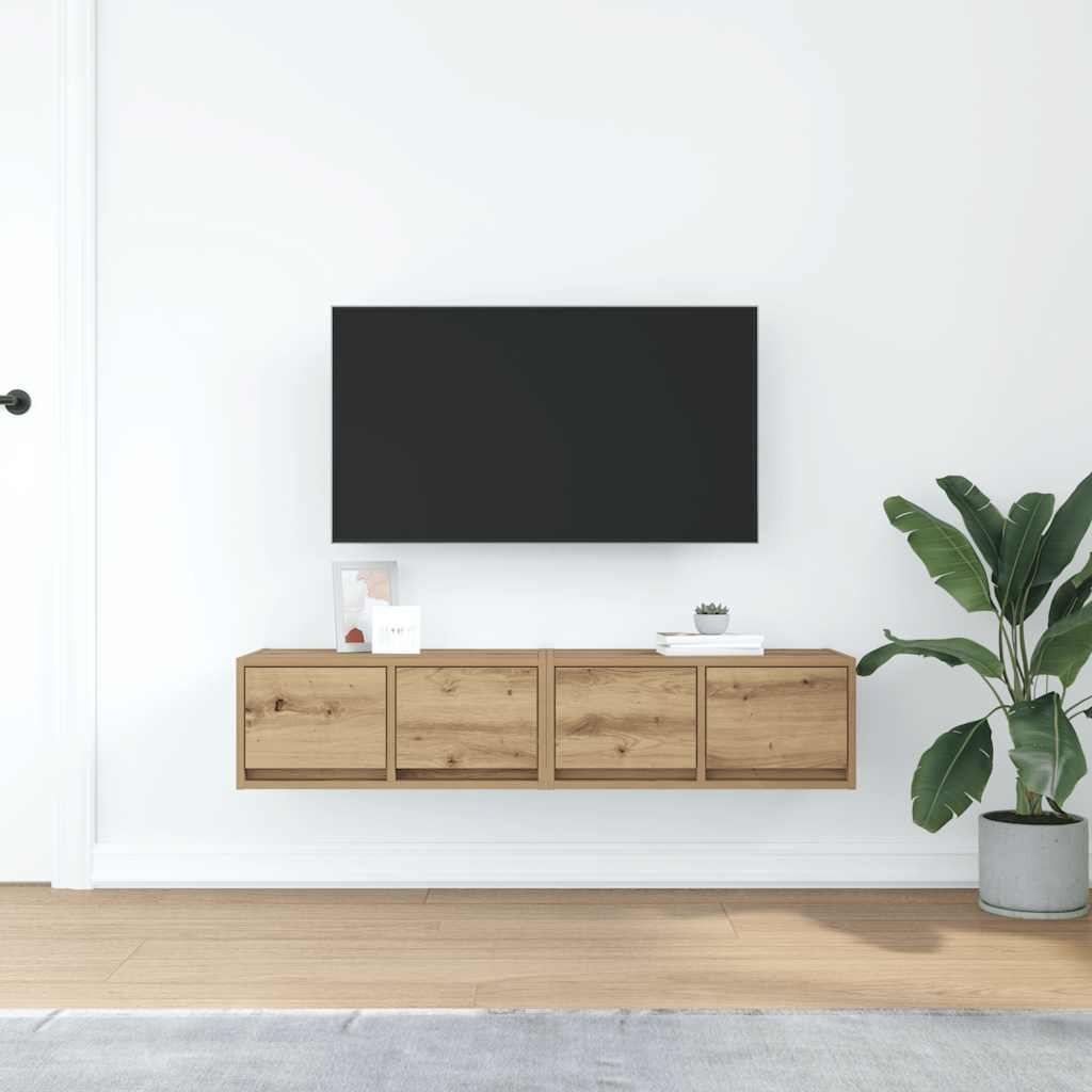 Meubles TV 2 pcs chêne artisanal 60x31x25,5cm bois d'ingénierie - XIOS