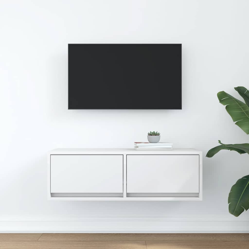 Meuble TV blanc 80x31x25,5 cm bois d'ingénierie - XIOS