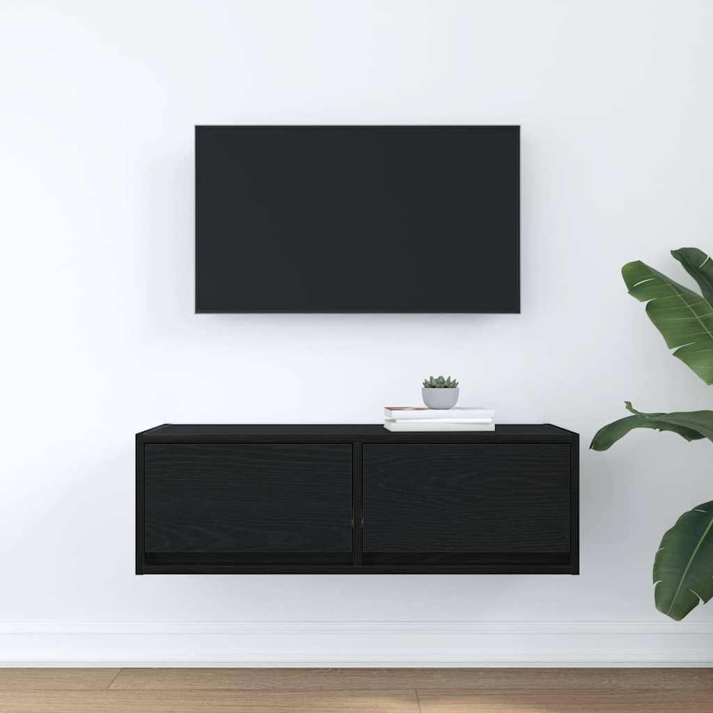 Meuble TV chêne noir 80x31x25,5 cm bois d'ingénierie - XIOS