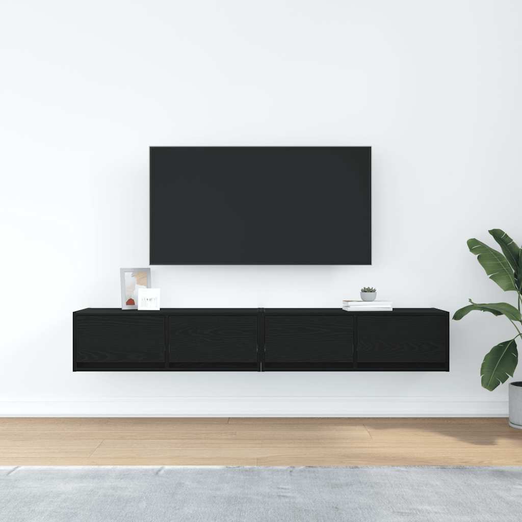 Meuble TV 2 pcs chêne noir 80x31x25,5 cm bois d'ingénierie - XIOS