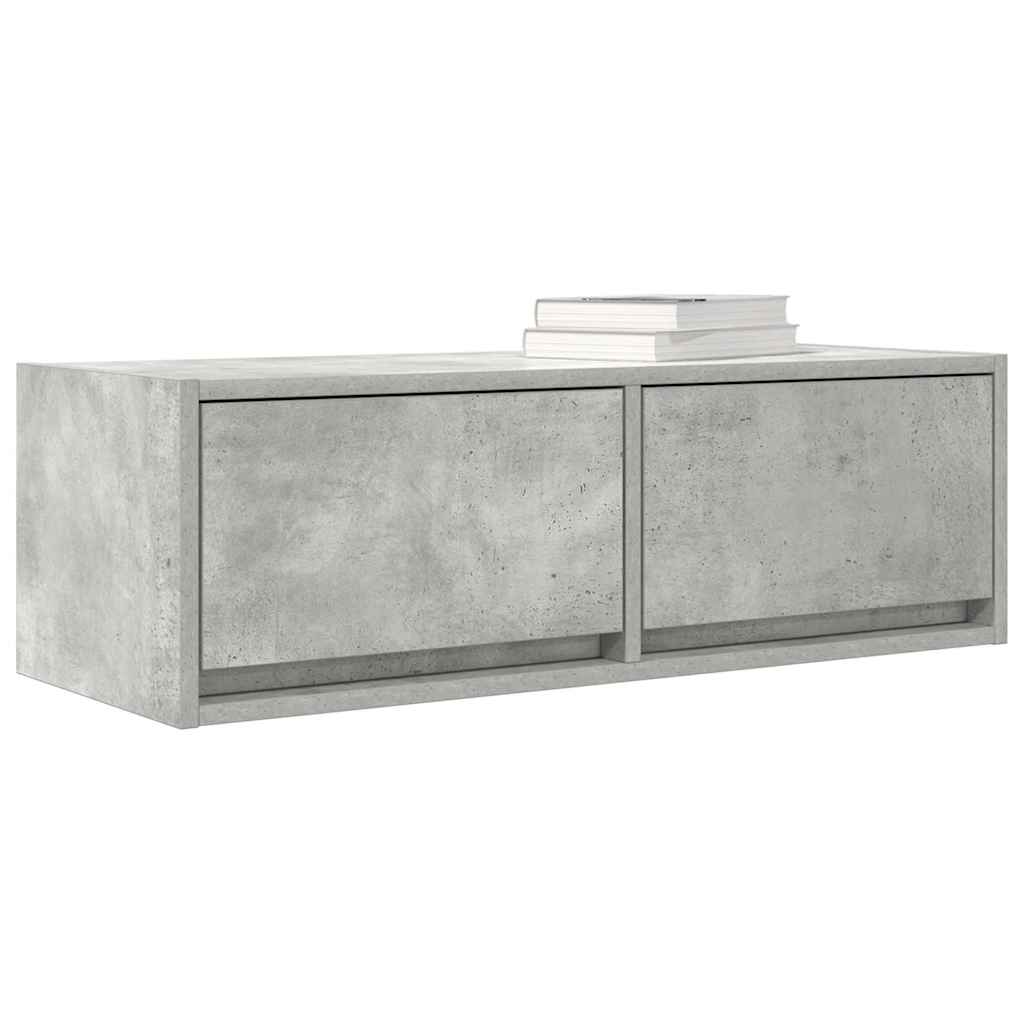 Meuble TV gris béton 80x31x25,5 cm bois d'ingénierie - XIOS