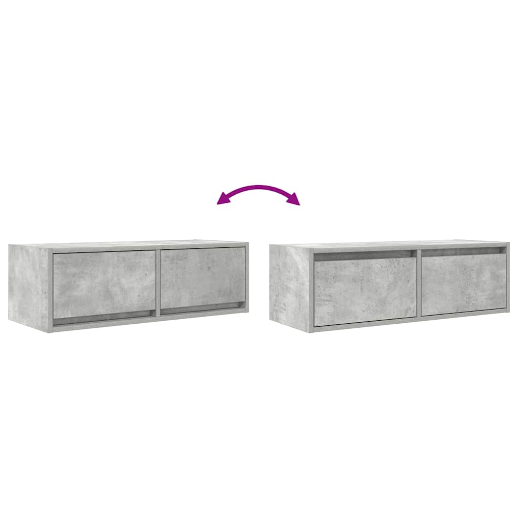 Meuble TV gris béton 80x31x25,5 cm bois d'ingénierie - XIOS