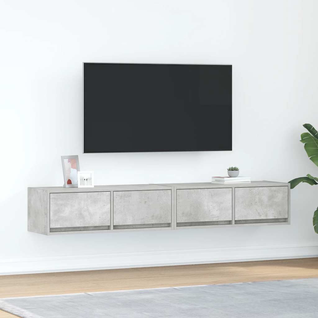 Meubles TV 2 pcs gris béton 80x31x25,5 cm bois d'ingénierie - XIOS
