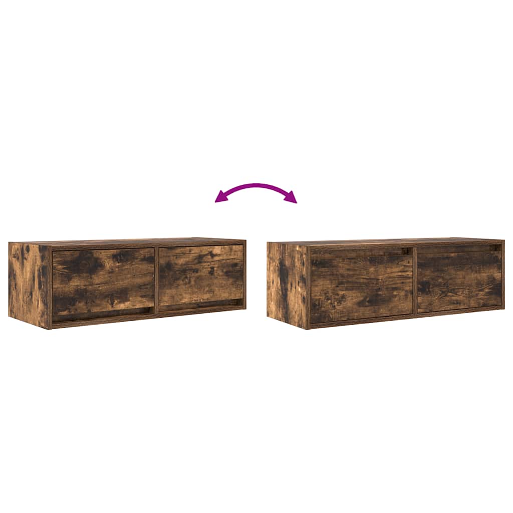 Meuble TV chêne fumé 80x31x25,5 cm bois d'ingénierie - XIOS