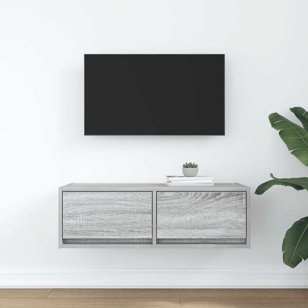 Meuble TV sonoma gris 80x31x25,5 cm bois d'ingénierie - XIOS