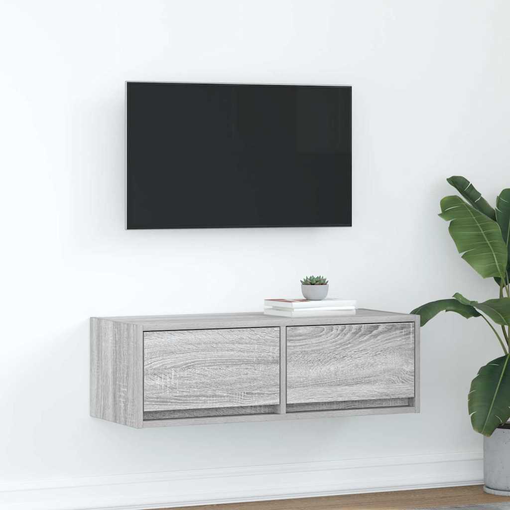 Meuble TV sonoma gris 80x31x25,5 cm bois d'ingénierie - XIOS