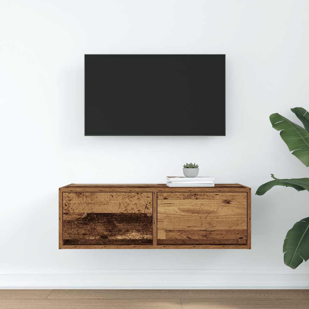 Meuble TV vieux bois 80x31x25,5 cm bois d'ingénierie - XIOS