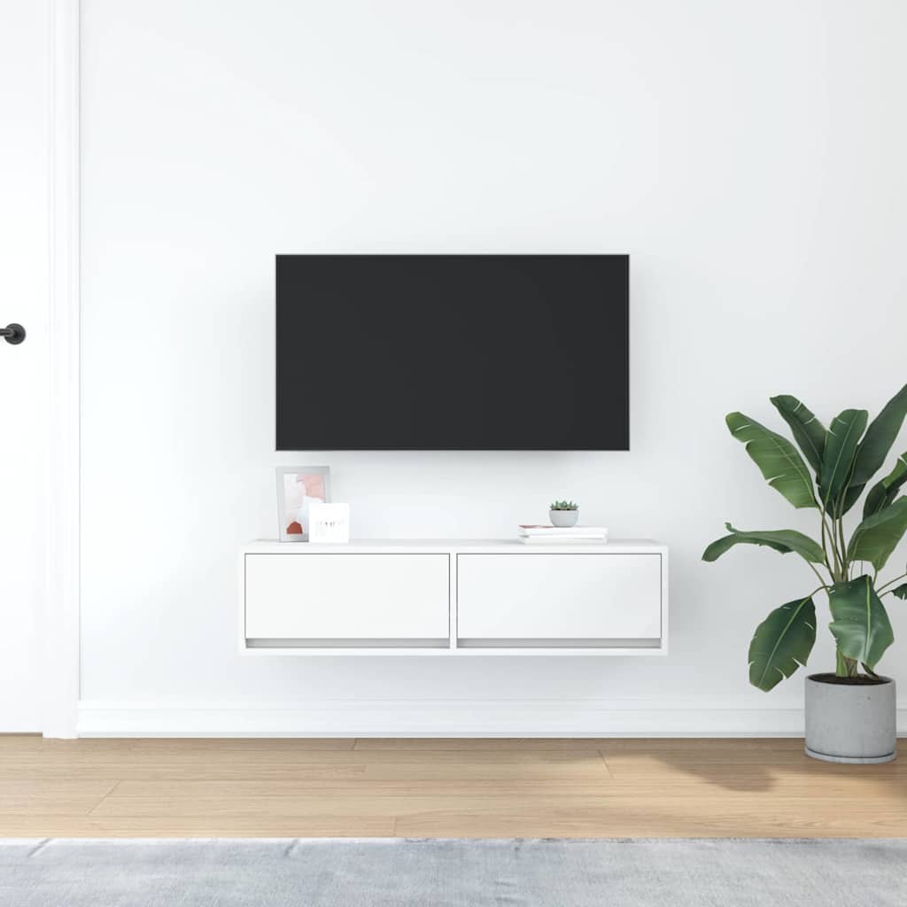 Meuble TV Blanc 100 x 31 x 25.5 cm Bois d'ingénierie - XIOS