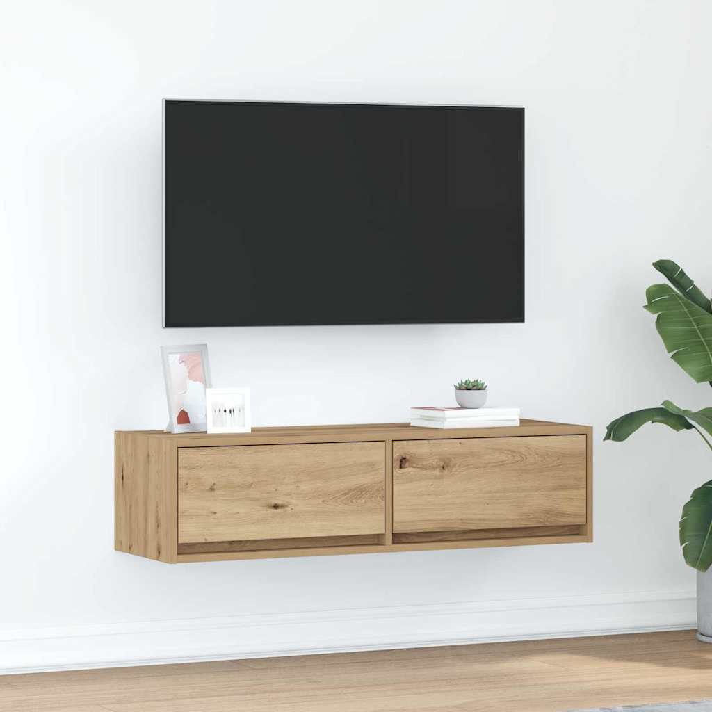 Meuble TV chêne artisanal 100 x 31 x 25.5 cm Bois d'ingénierie - XIOS