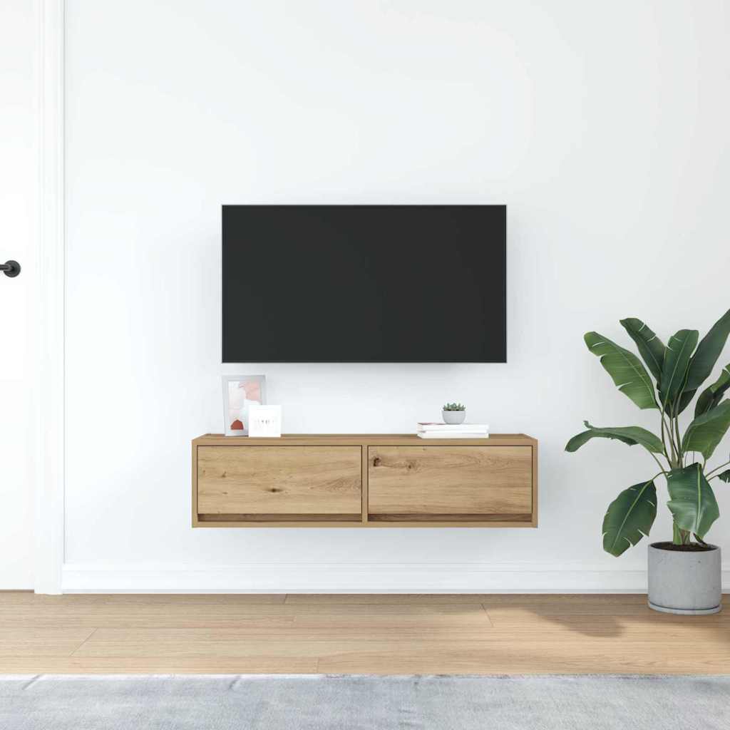 Meuble TV chêne artisanal 100 x 31 x 25.5 cm Bois d'ingénierie - XIOS