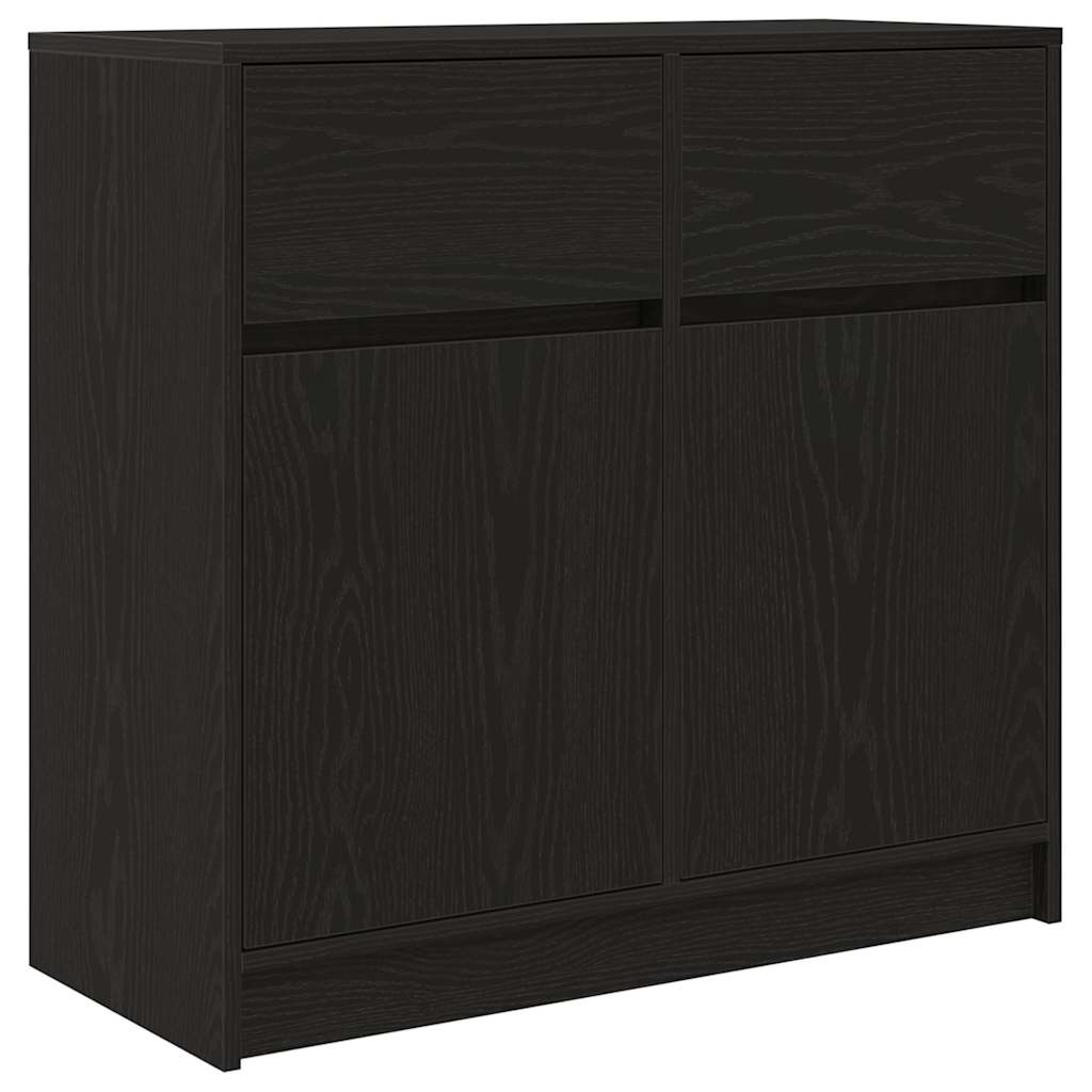 Buffet avec tiroir chêne noir 80x34x76 cm bois d'ingénierie - XIOS