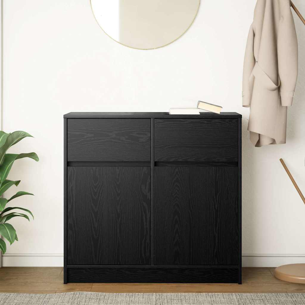 Buffet avec tiroir chêne noir 80x34x76 cm bois d'ingénierie - XIOS
