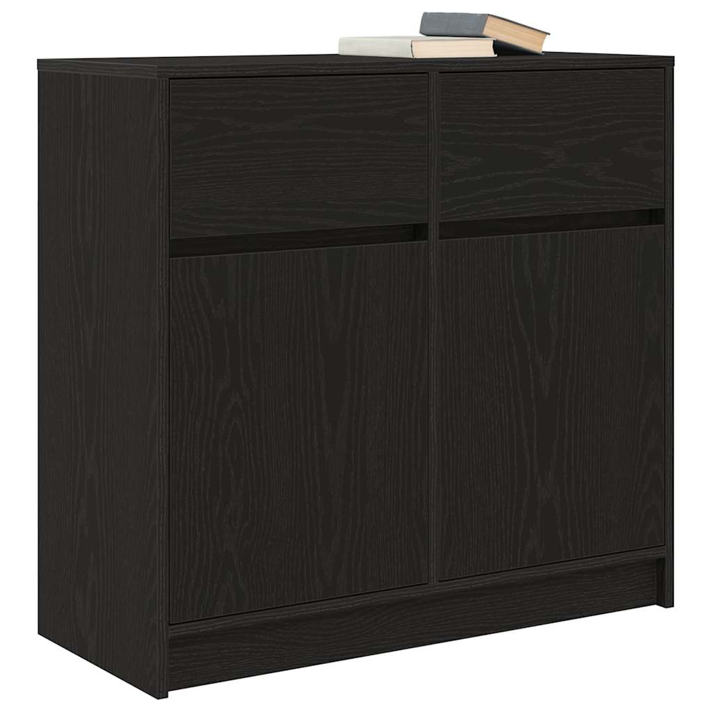 Buffet avec tiroir chêne noir 80x34x76 cm bois d'ingénierie - XIOS