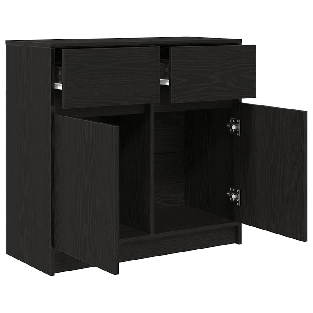 Buffet avec tiroir chêne noir 80x34x76 cm bois d'ingénierie - XIOS