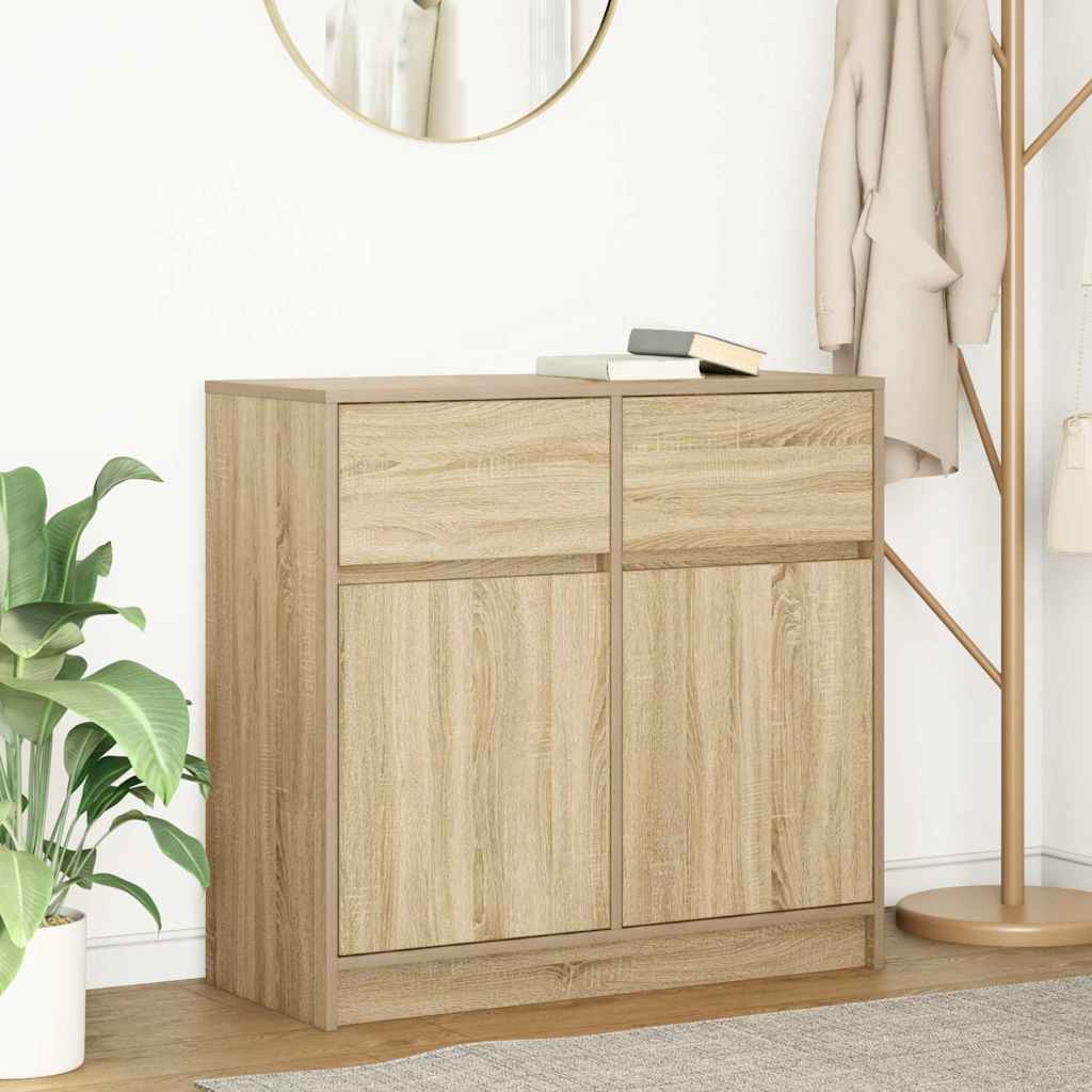 Buffet avec tiroir chêne sonoma 80x34x76 cm bois d'ingénierie - XIOS