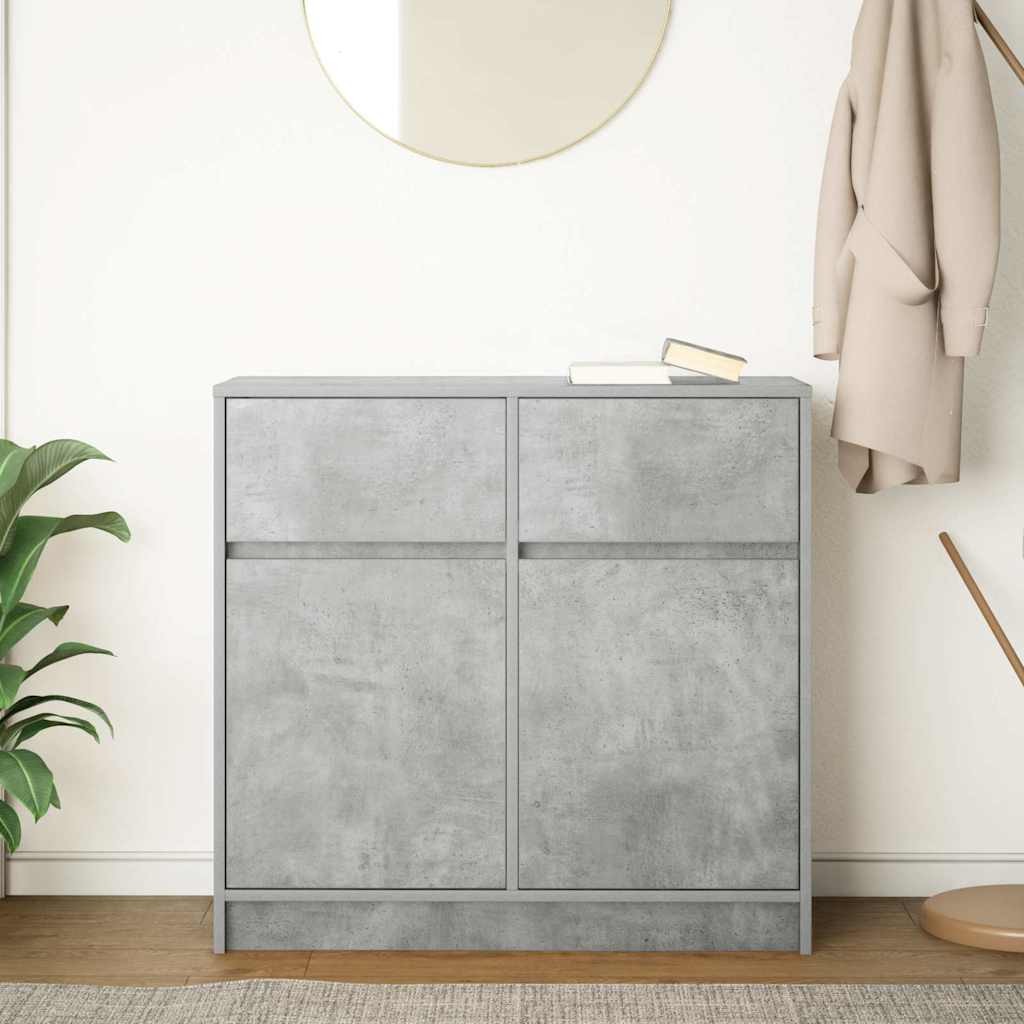 Buffet avec tiroir gris béton 80x34x76 cm bois d'ingénierie - XIOS