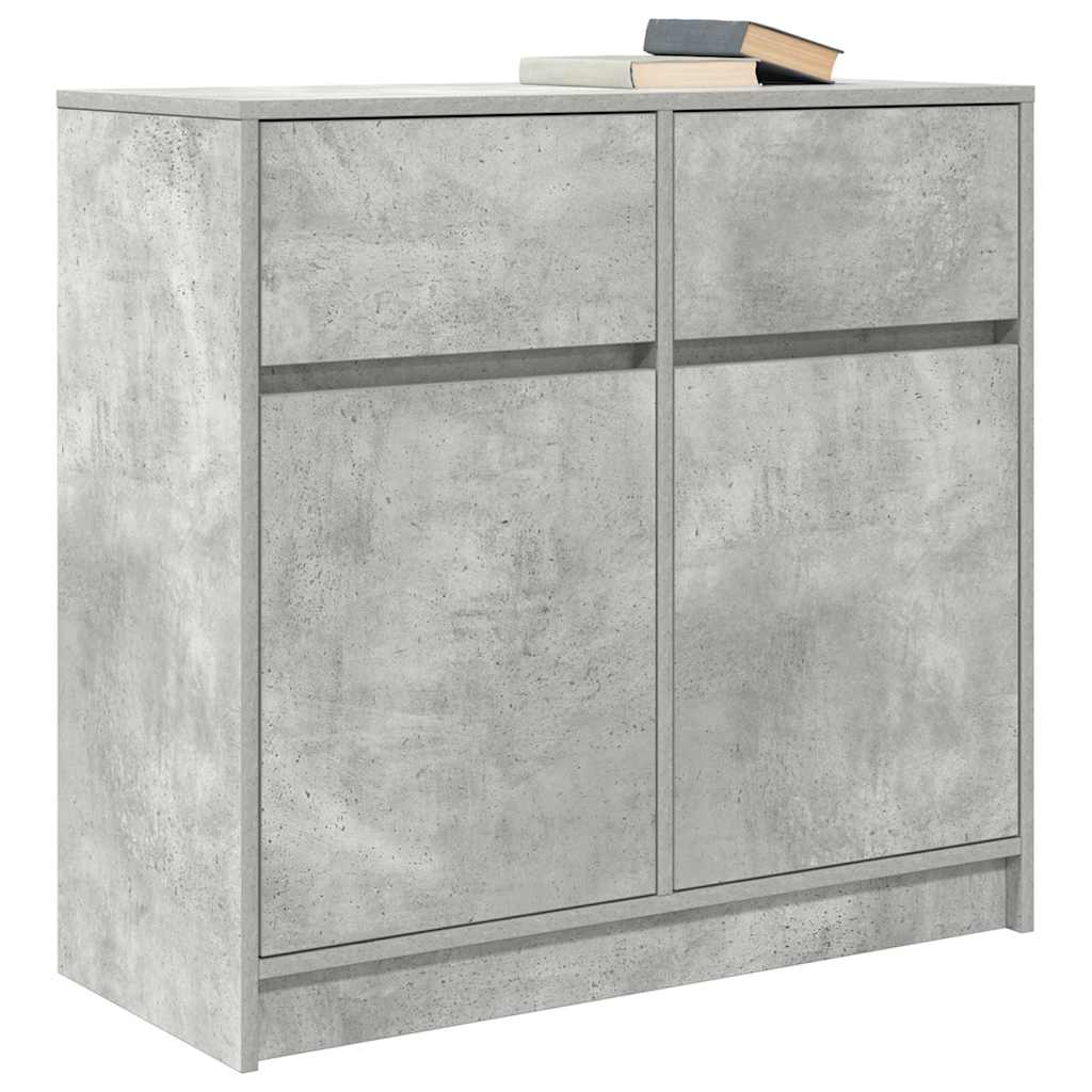 Buffet avec tiroir gris béton 80x34x76 cm bois d'ingénierie - XIOS