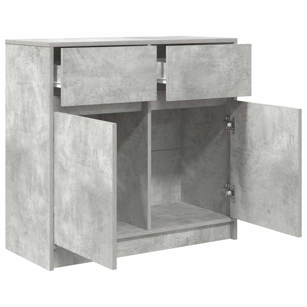 Buffet avec tiroir gris béton 80x34x76 cm bois d'ingénierie - XIOS
