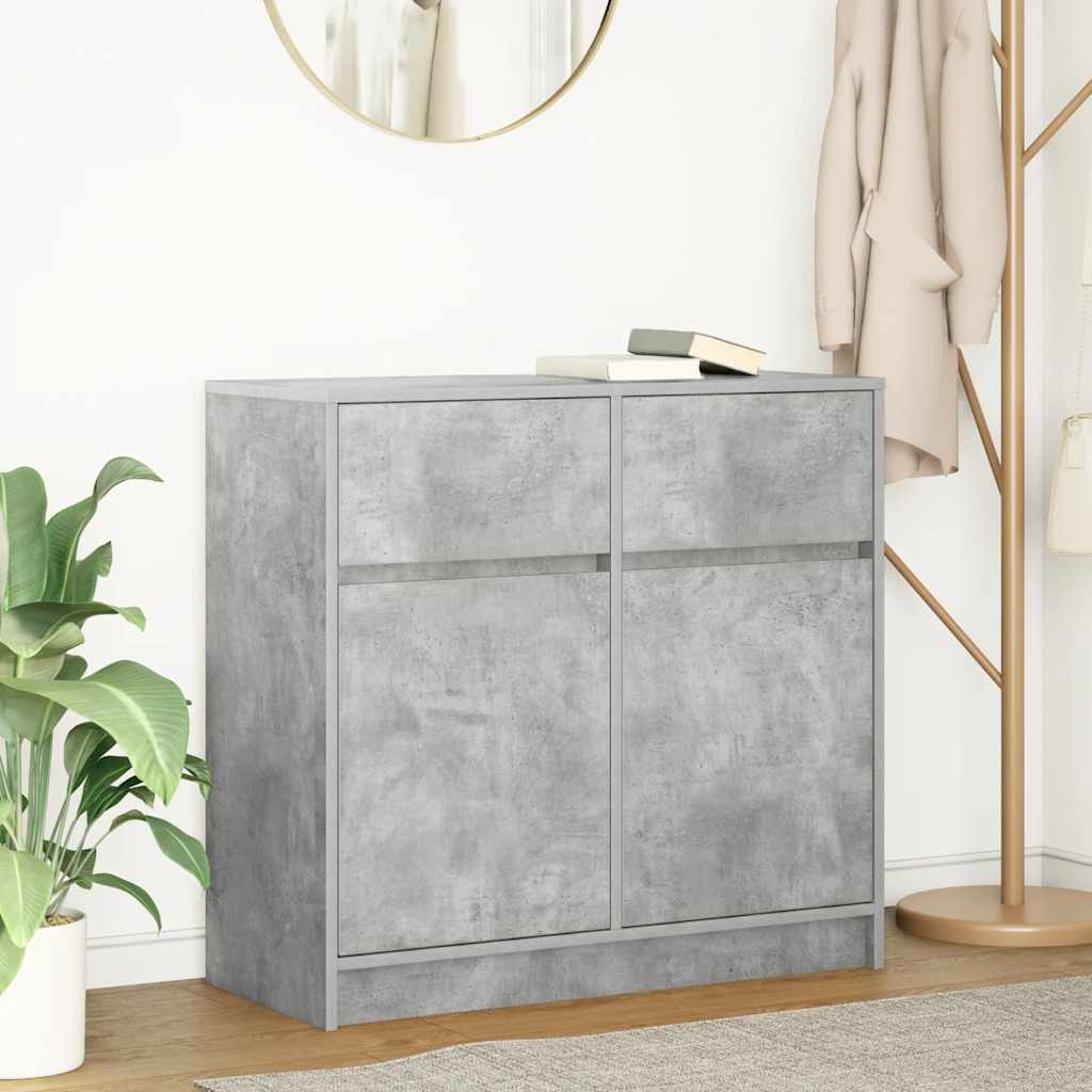 Buffet avec tiroir gris béton 80x34x76 cm bois d'ingénierie - XIOS