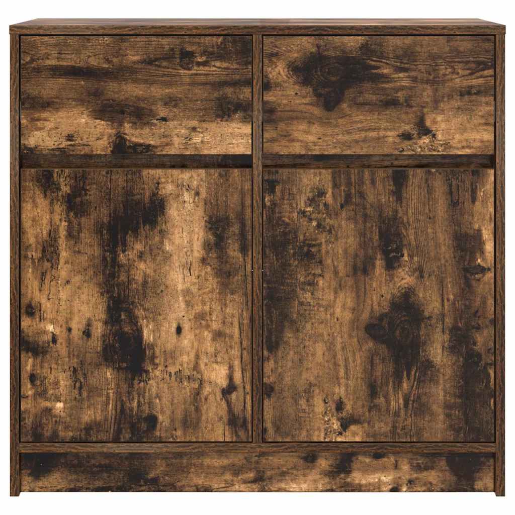 Buffet avec tiroir chêne fumé 80x34x76 cm bois d'ingénierie - XIOS