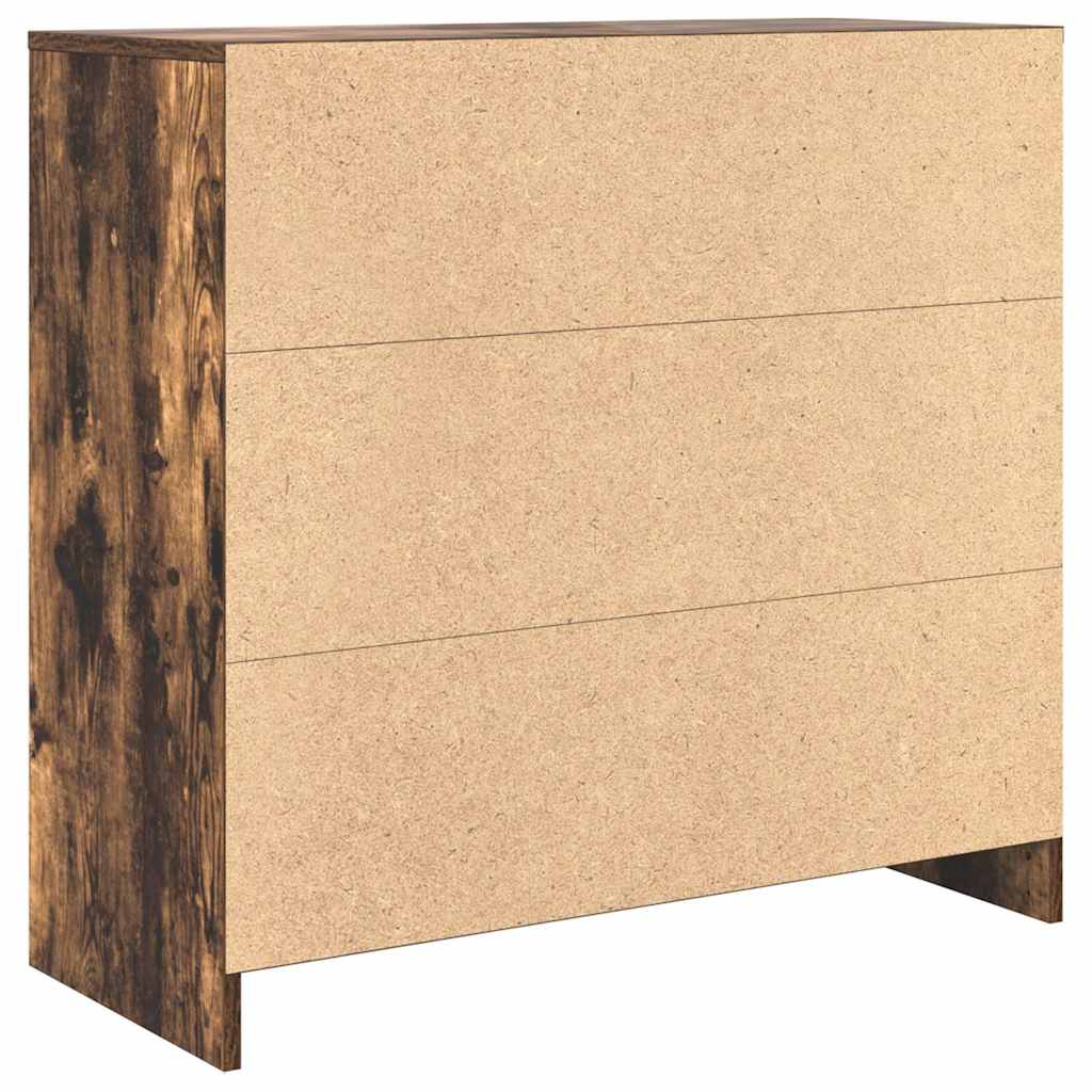 Buffet avec tiroir chêne fumé 80x34x76 cm bois d'ingénierie - XIOS