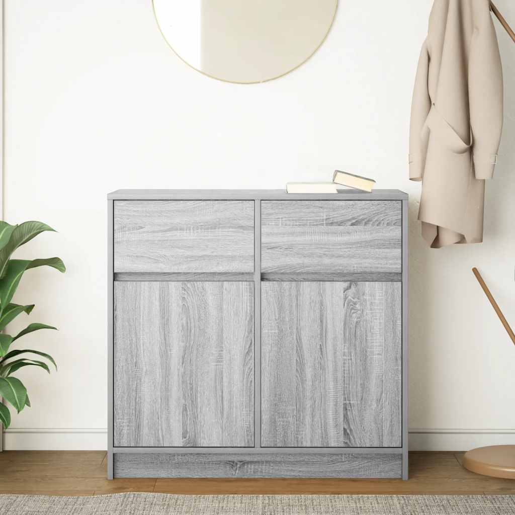 Buffet avec tiroir sonoma gris 80x34x76 cm bois d'ingénierie - XIOS