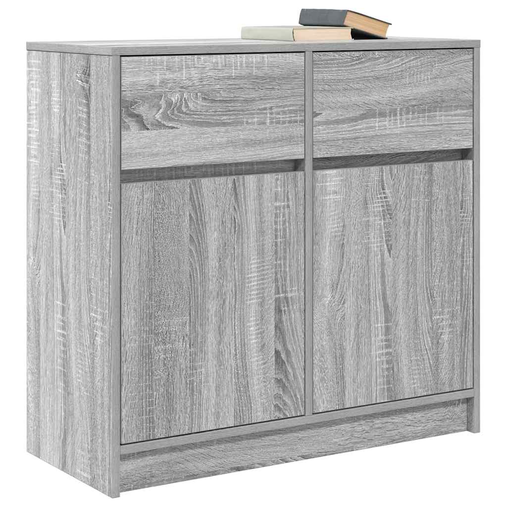 Buffet avec tiroir sonoma gris 80x34x76 cm bois d'ingénierie - XIOS