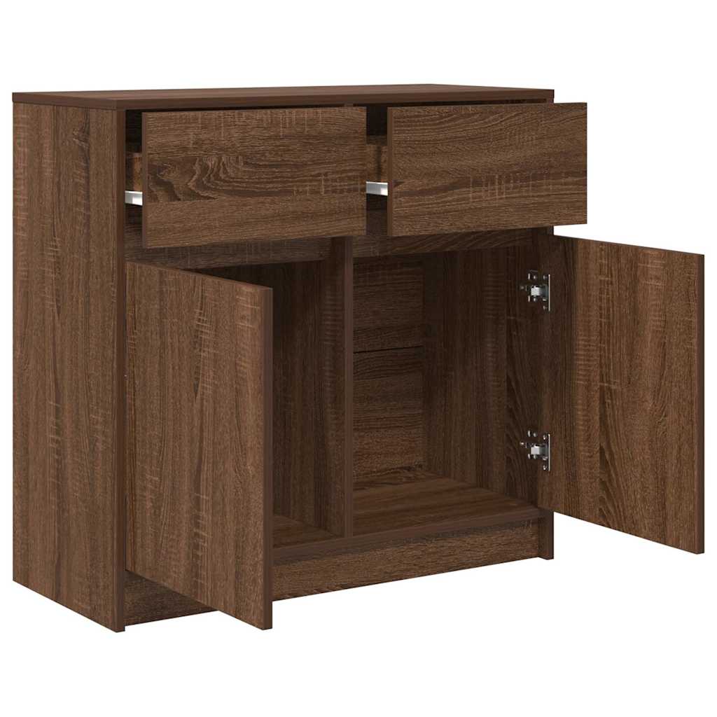 Buffet avec tiroir chêne brun 80x34x76 cm bois d'ingénierie - XIOS