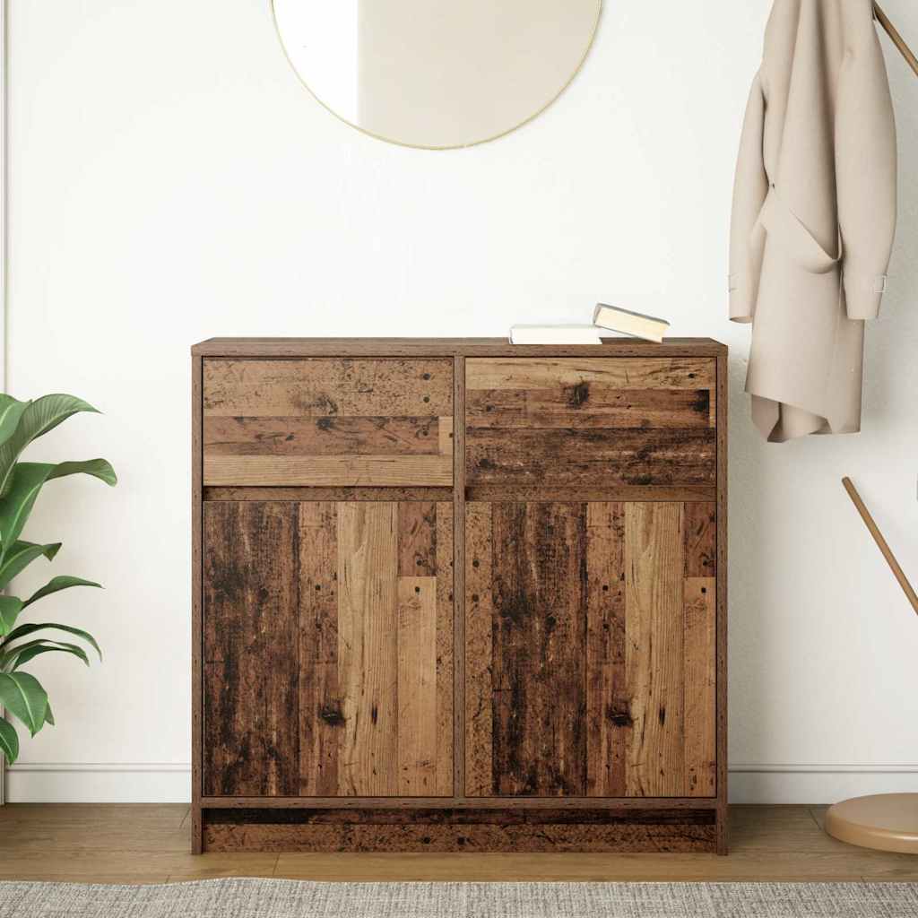 Buffet avec tiroir vieux bois 80x34x76 cm bois d'ingénierie - XIOS