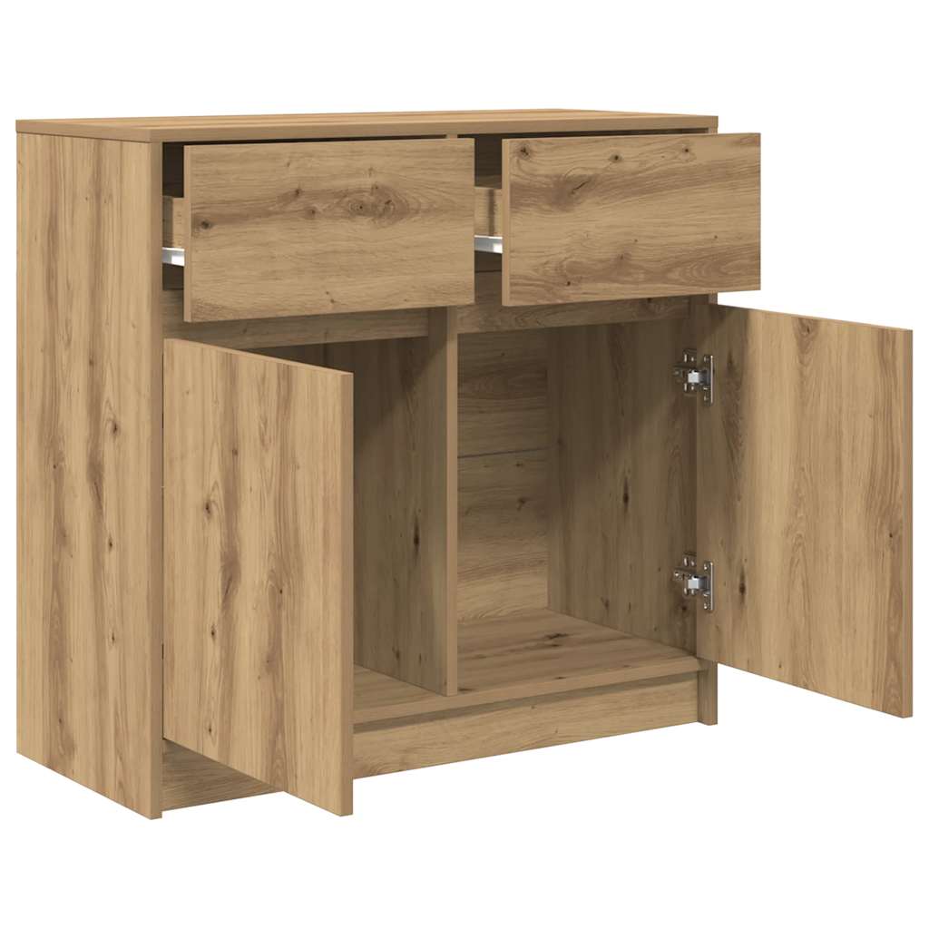 Buffet avec tiroir chêne artisanal 80x34x76cm bois d'ingénierie - XIOS