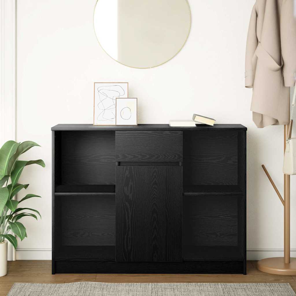Buffet avec tiroir chêne noir 101x35x76 cm bois d'ingénierie - XIOS