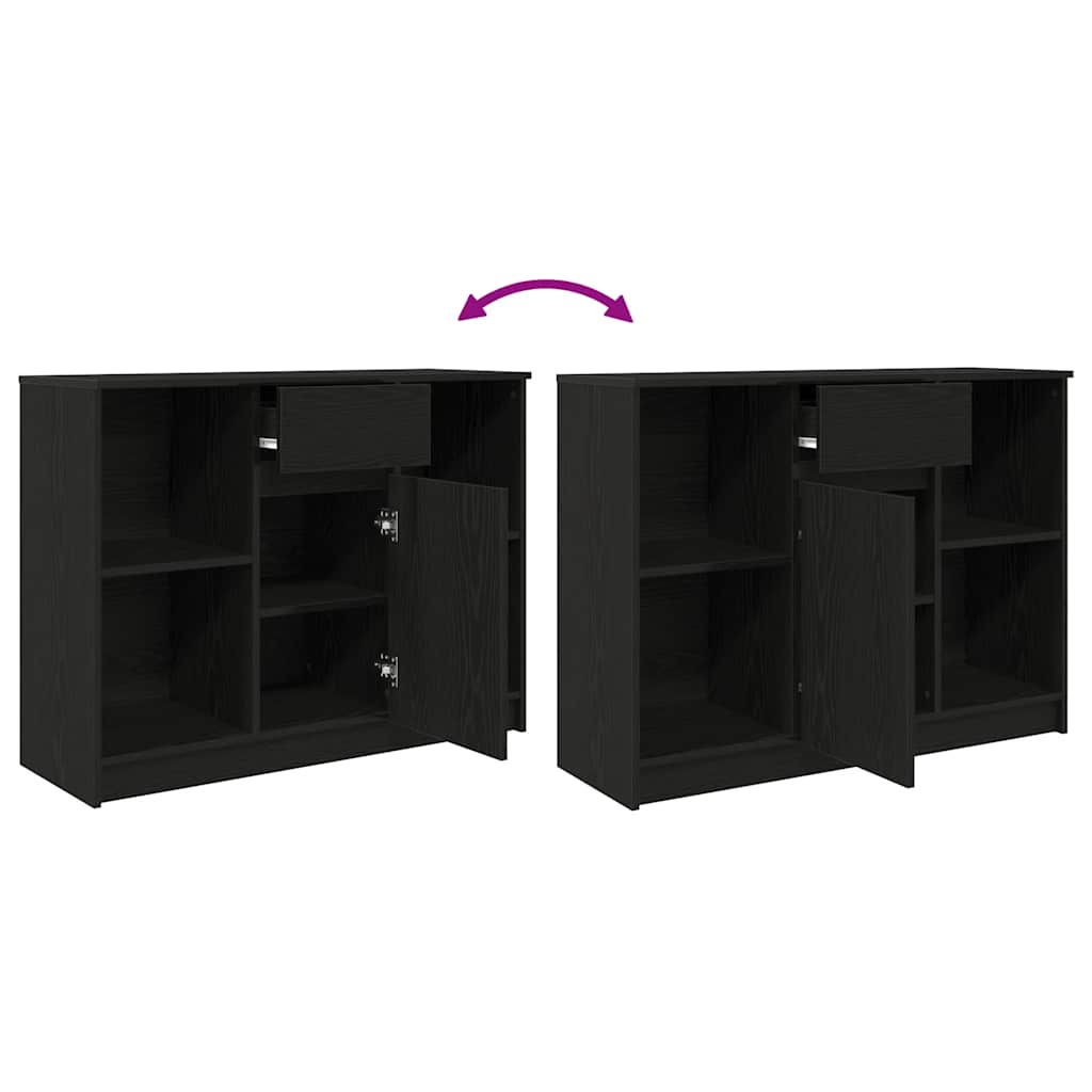 Buffet avec tiroir chêne noir 101x35x76 cm bois d'ingénierie - XIOS