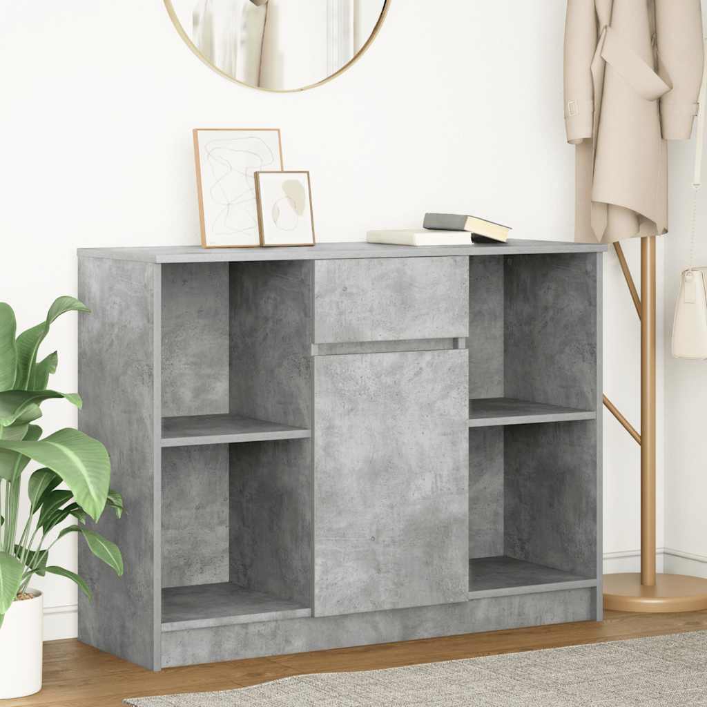 Buffet avec tiroir gris béton 101x35x76 cm bois d'ingénierie - XIOS