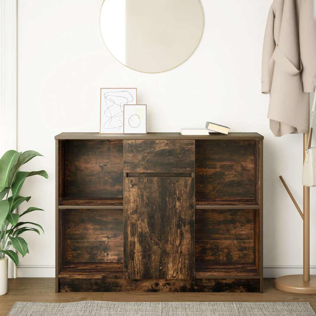 Buffet avec tiroir chêne fumé 101x35x76 cm bois d'ingénierie - XIOS