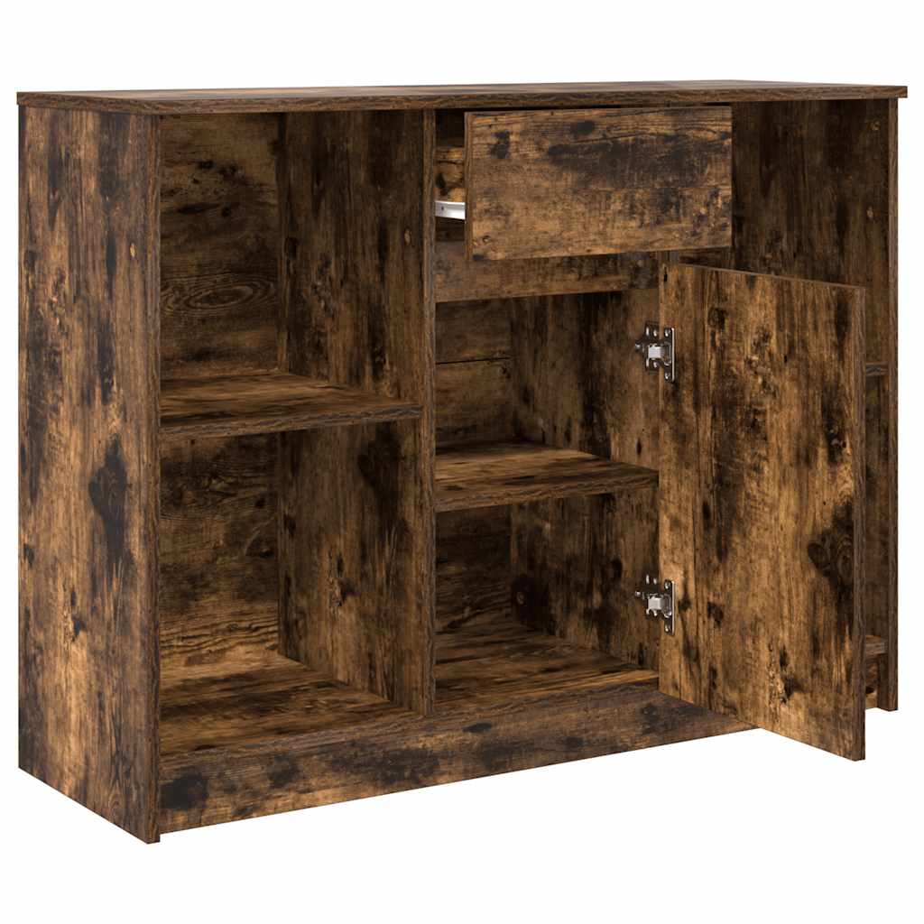 Buffet avec tiroir chêne fumé 101x35x76 cm bois d'ingénierie - XIOS