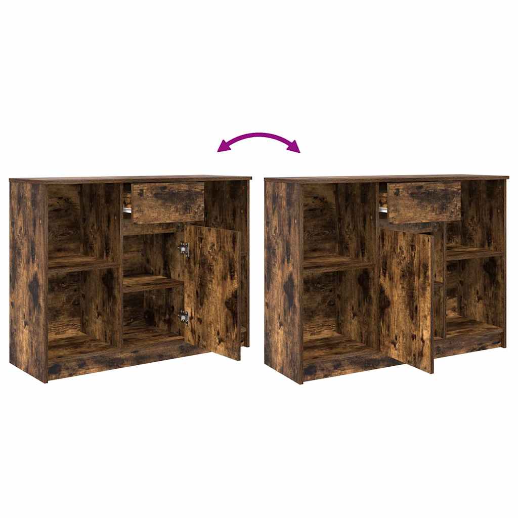 Buffet avec tiroir chêne fumé 101x35x76 cm bois d'ingénierie - XIOS