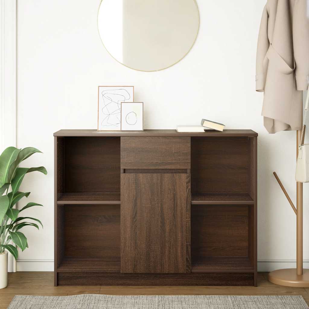Buffet avec tiroir chêne brun 101x35x76 cm bois d'ingénierie - XIOS