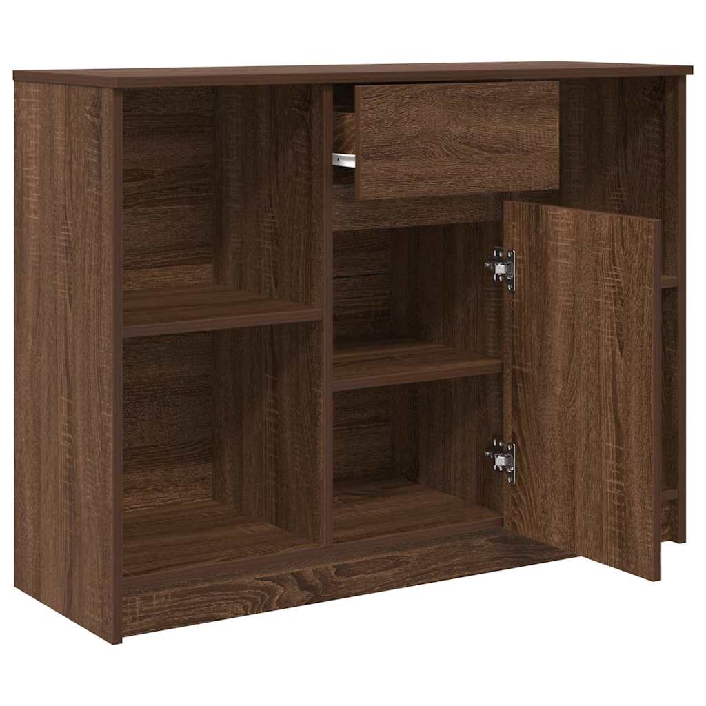 Buffet avec tiroir chêne brun 101x35x76 cm bois d'ingénierie - XIOS