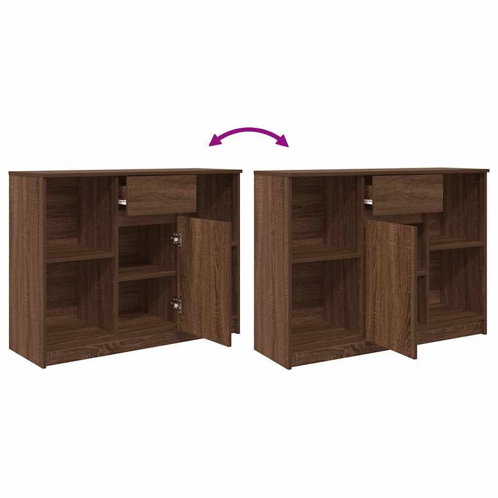 Buffet avec tiroir chêne brun 101x35x76 cm bois d'ingénierie - XIOS