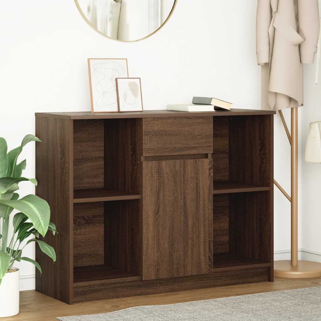Buffet avec tiroir chêne brun 101x35x76 cm bois d'ingénierie - XIOS
