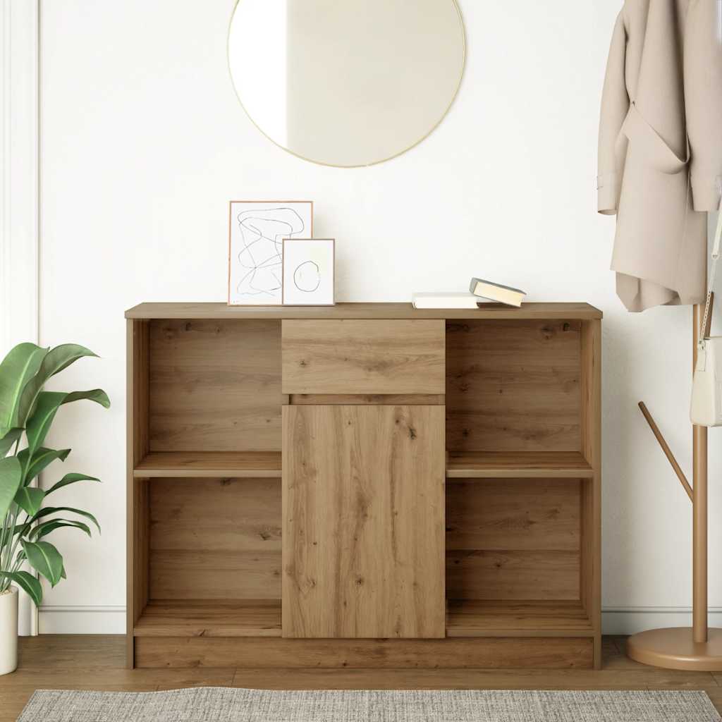Buffet avec tiroir chêne artisanal 101x35x76 cm bois ingénierie - XIOS