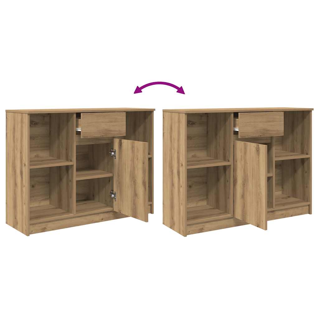 Buffet avec tiroir chêne artisanal 101x35x76 cm bois ingénierie - XIOS