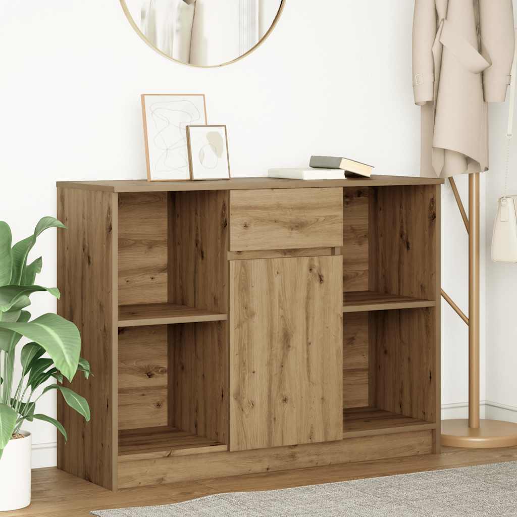 Buffet avec tiroir chêne artisanal 101x35x76 cm bois ingénierie - XIOS