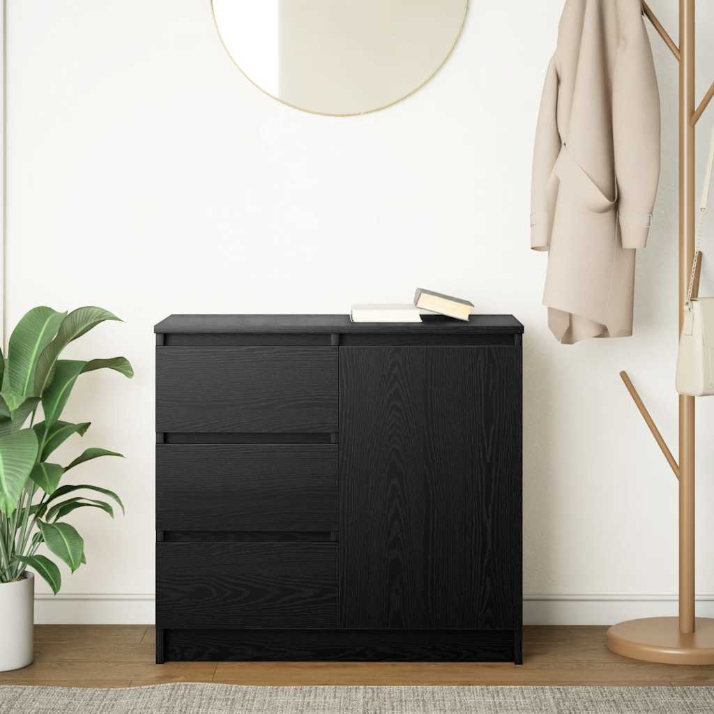 Buffet avec tiroir chêne noir 71x35x65 cm bois d'ingénierie - XIOS