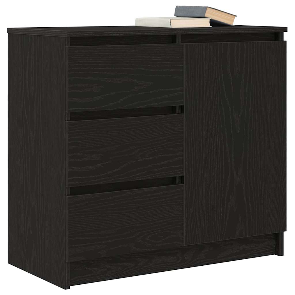 Buffet avec tiroir chêne noir 71x35x65 cm bois d'ingénierie - XIOS