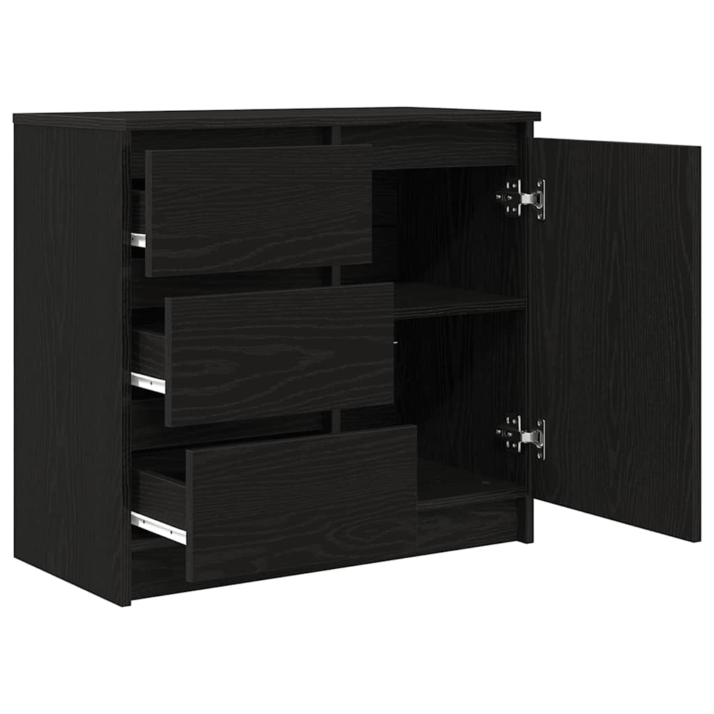 Buffet avec tiroir chêne noir 71x35x65 cm bois d'ingénierie - XIOS