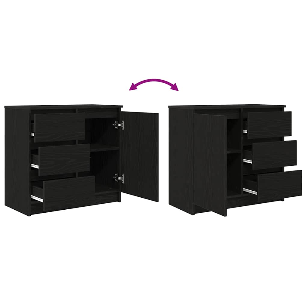 Buffet avec tiroir chêne noir 71x35x65 cm bois d'ingénierie - XIOS
